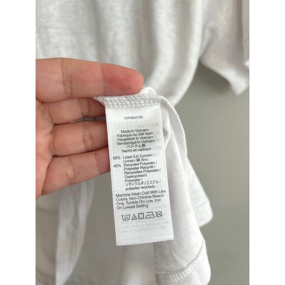 NWT Madewell Linen-Blend Crewneck Oversized Tee In White Size Large - Picture 5 of 6